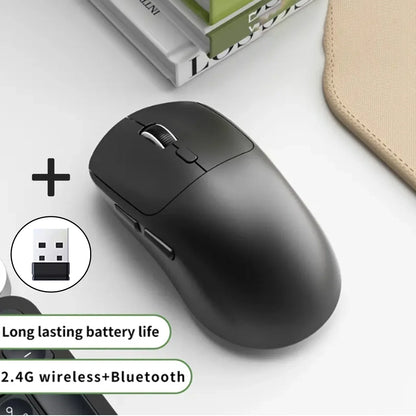 Trådlös Ergonomisk Mus 3-läges Bluetooth + 2,4G USB – Tyst 6 Knappar 1800 DPI Laddningsbar Kontor Gaming, Vit/Röd/Svart