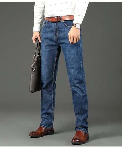 2026 Top Brand Washed Jeans Trousers Four Season Men's High Quality Jeans Business Casual High Waist Denim Pants