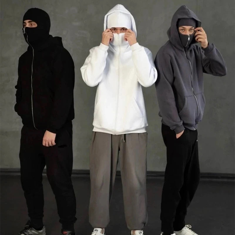 Hoodie Dubbelhuva & Ninja-mask Eget Tryck – Dragkedja | Reklamkläder & Profilprodukter