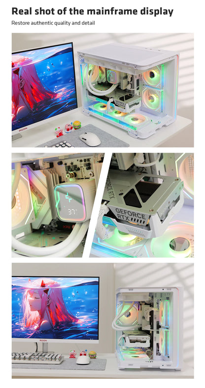 Yeah magic BIFROST PC Case argb*3 M-ATX ITX Sea View Room Side Transparent Desktop Chassis Diy pc game DIY pc case