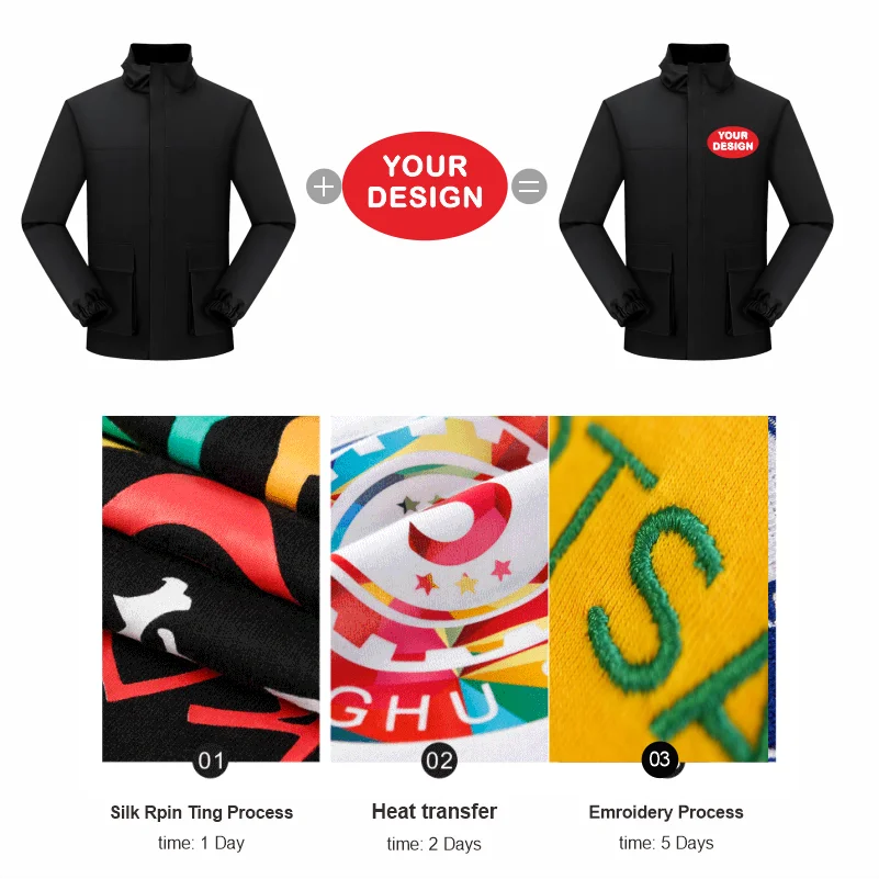 Autumn Men's Stand Up Collar Jacket Custom LOGO Printing Embroidery Company Brand Outdoor Waterproof And Windproof Thin Version