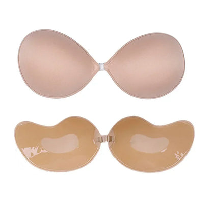 1/2Pcs Sexy Women Invisible Push Up Bras Reusable Adhesive Self-Adhesive Silicone Front Closure Sticky Bra Black Skin Strapless
