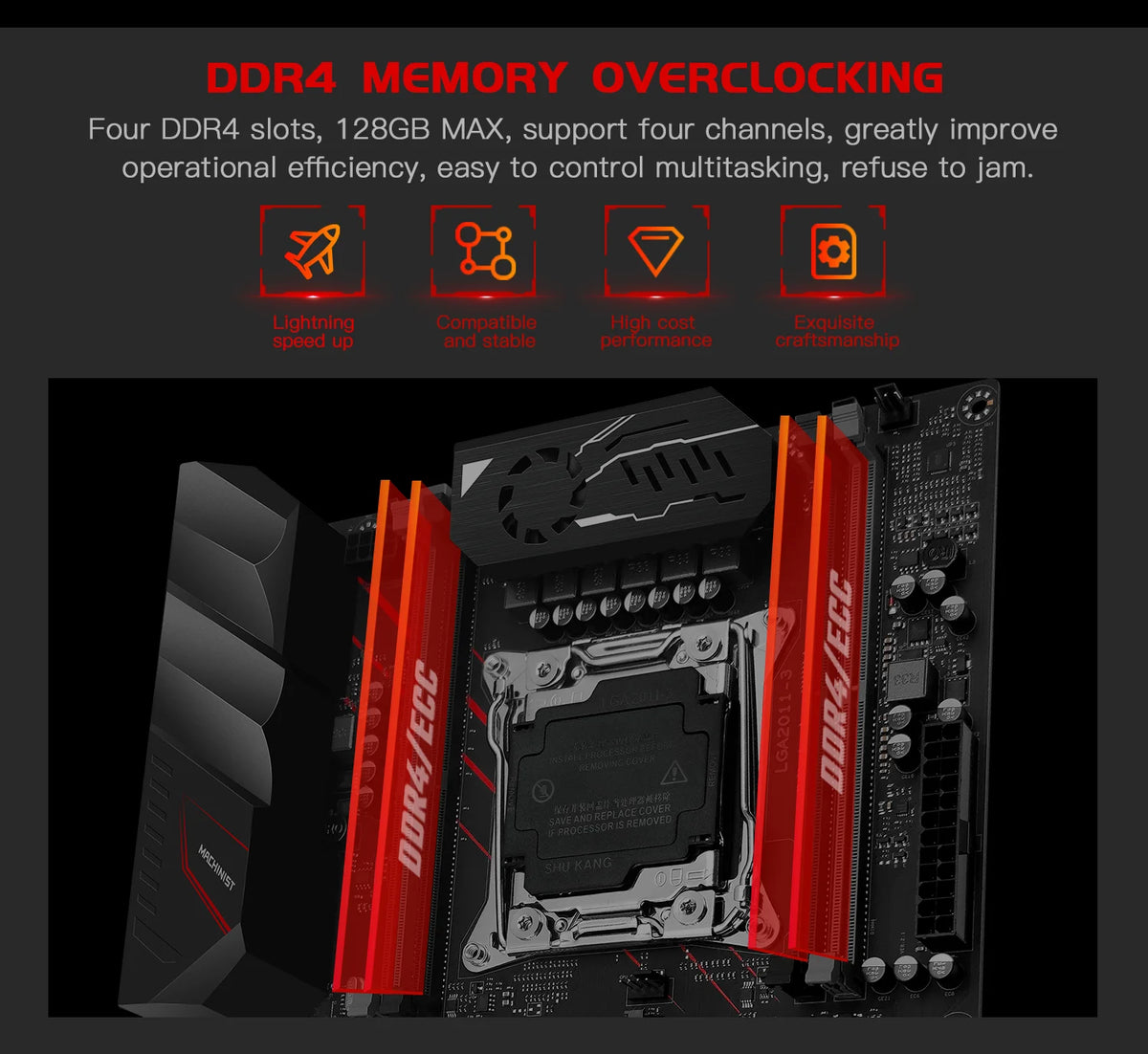 MACHINIST X99 MR9A PRO MAX Motherboard Support TPM2.0 LGA 2011-3 Intel Xeon E5 V3&V4 CPU DDR4 RAM Memory NVME/SATA USB3.0 ATX