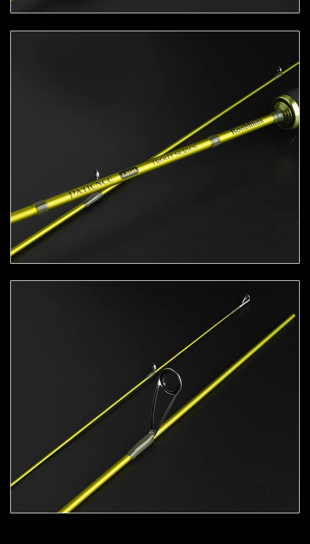 ROOBLINOS Ultralätt Öringspö 1,85m – 27T Kolfiber Fast Action Spinning 2026, Grön/Ljusgrön