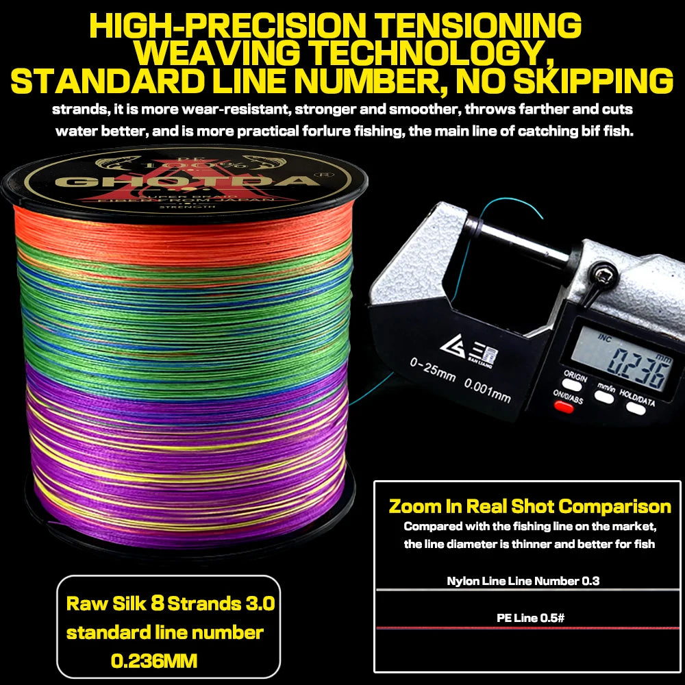 GHOTDA 8 Braided Fishing Line 100M Advanced Braid 8 Strands 0.14mm-0.55mm 18-78lb Multifilament PE Lure Line Braided Line