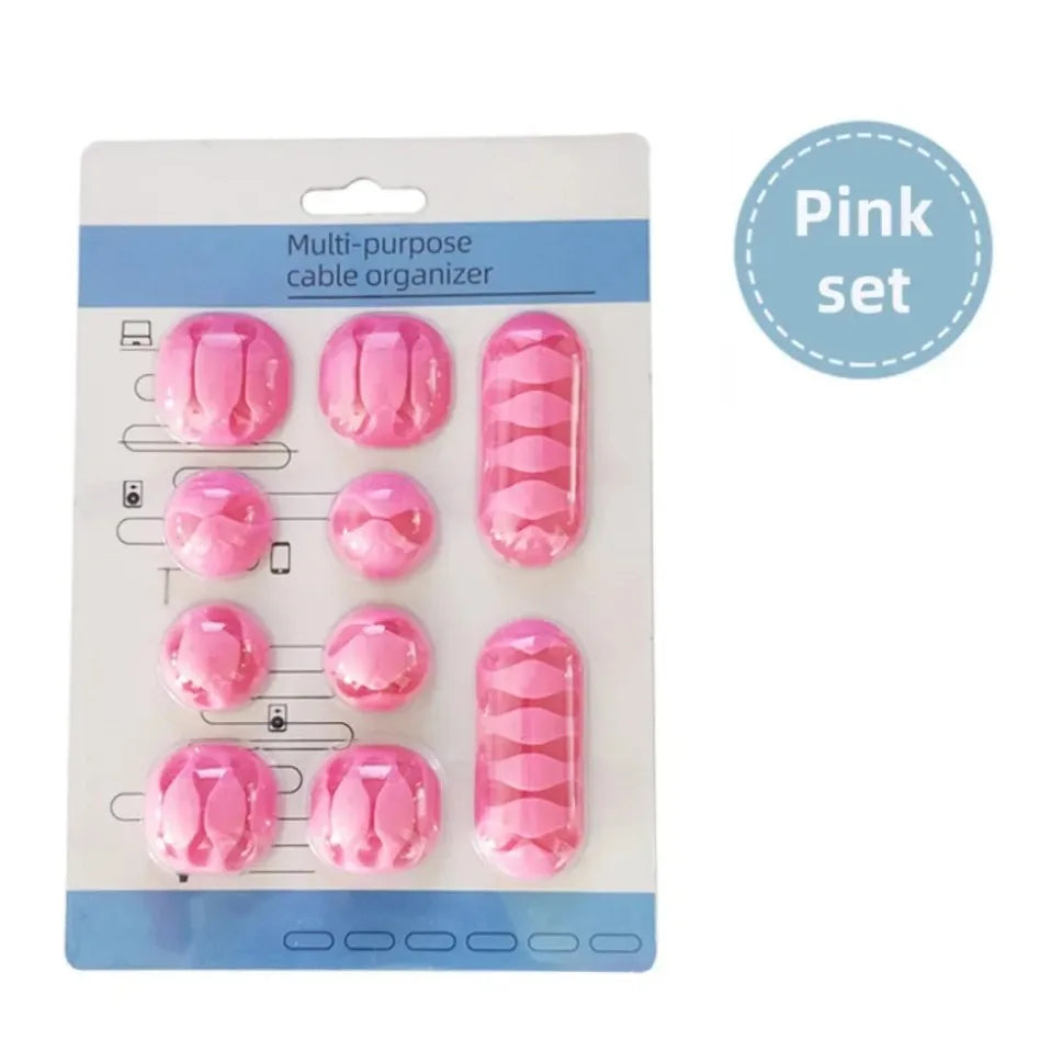 10-pack kabelhållare i silikon – flexibel kabelorganisering