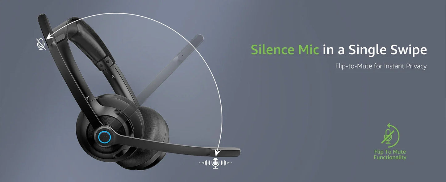 Acer HB02 Wireless Headset with Mic for Work 2.4G Bluetooth 5.3 Dual Mode Headphones USB Dongle for PC Headset for Call Center