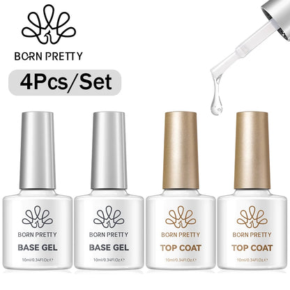 BORN PRETTY 1/2/4Pcs Base Gel Top Coat Clear Gel Nail Polish Kit Soak Off UV LED Functional Varnish Semi Permanent DIY Manicure