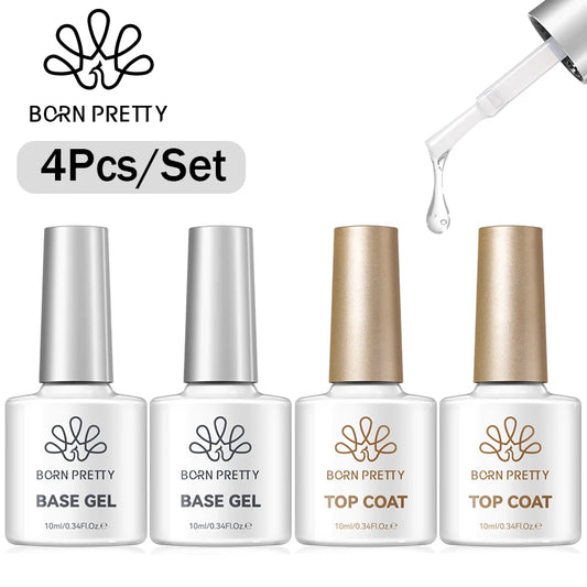 BORN PRETTY Bas- och topplack genomskinligt gellack-kit 1-4 st