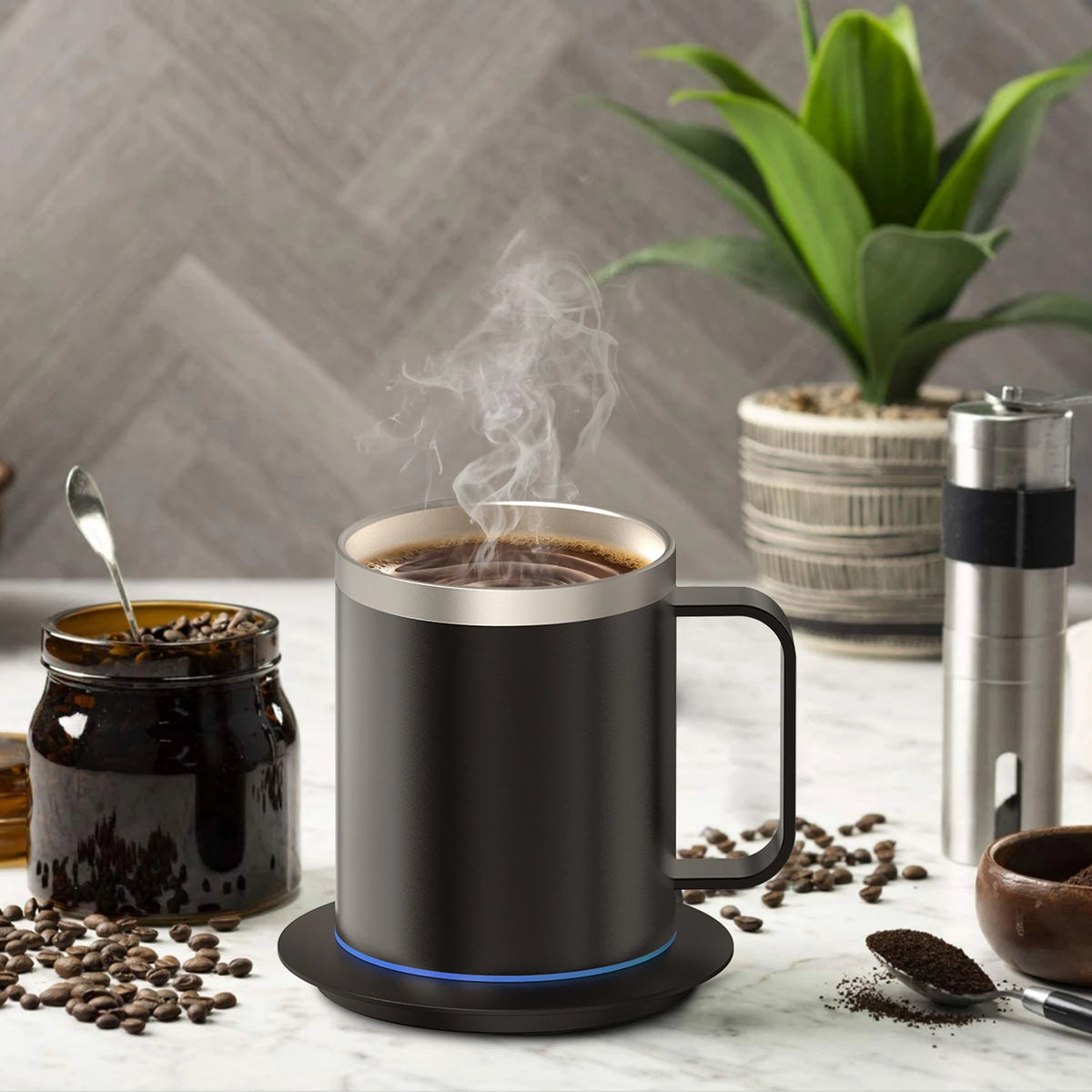 Self Heating Coffee Mug USB Powered Heated Cup with Temperature Control 131℉ Electric Coffee Mug Warmer for Desk Heated Mug