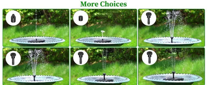 Soldriven Fontänpump för Trädgård och Fågelbad – 6 Munstycken, 1W/1,5W/2,5W