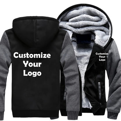 Herr Hoodie Vinterjacka 2026 – Anpassningsbar Tryck Streetwear Casual Zip Tjock S–4XL 4 Färger