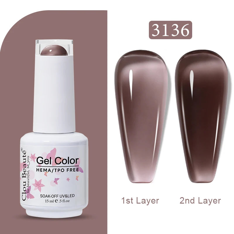 Clou Beaute Transparent French Gel Polish Translucent Nude Pink Red Jelly Glass Milky White Varnish Rainbow Color Nail Art