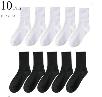 1/510 Pairs Women Solid Color Socks Simple Versatile Fashionable Socks Antibacterial Odor Resistant Breathable Comfortable Socks