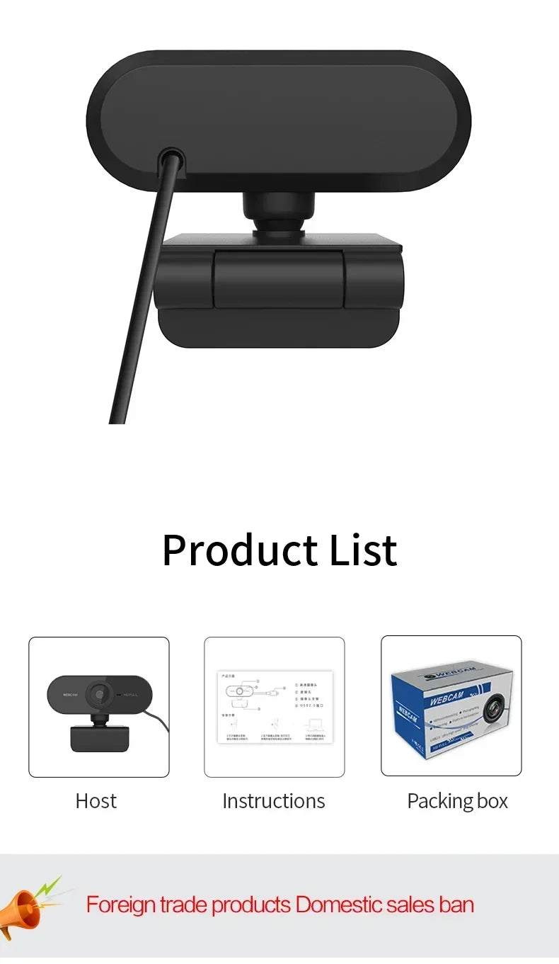 2026 Webcam 1080P Mini Camera 2K Full HD Webcam with Microphone 30fps USB Web Cam for Auto Focus PC Laptop Video Shooting Camera