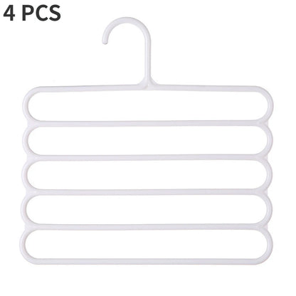 4 pcs Pants Rack Multifunctional Household Saving Space Multi Layer Trousers Hanger Pants Closet Color Clothes Peg 5 Layers