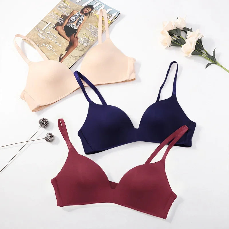 3 PCS/Set Women's Seamless Push-up Bra Sexy Lingerie Three-quarter A B Cup Underwear No Wire Brassiere Bralette Breathable Bras