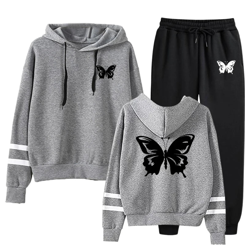 Casual Daily Women Tracksuit Hoodies Quality Single Piece Stripe Sweatshirt and Sweatpants Comfort Outdoor Jogging Autumn Winter
