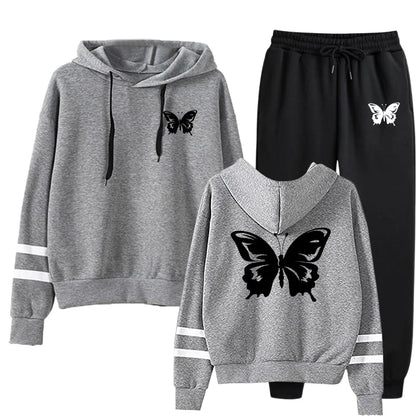 Casual Daily Women Tracksuit Hoodies Quality Single Piece Stripe Sweatshirt and Sweatpants Comfort Outdoor Jogging Autumn Winter