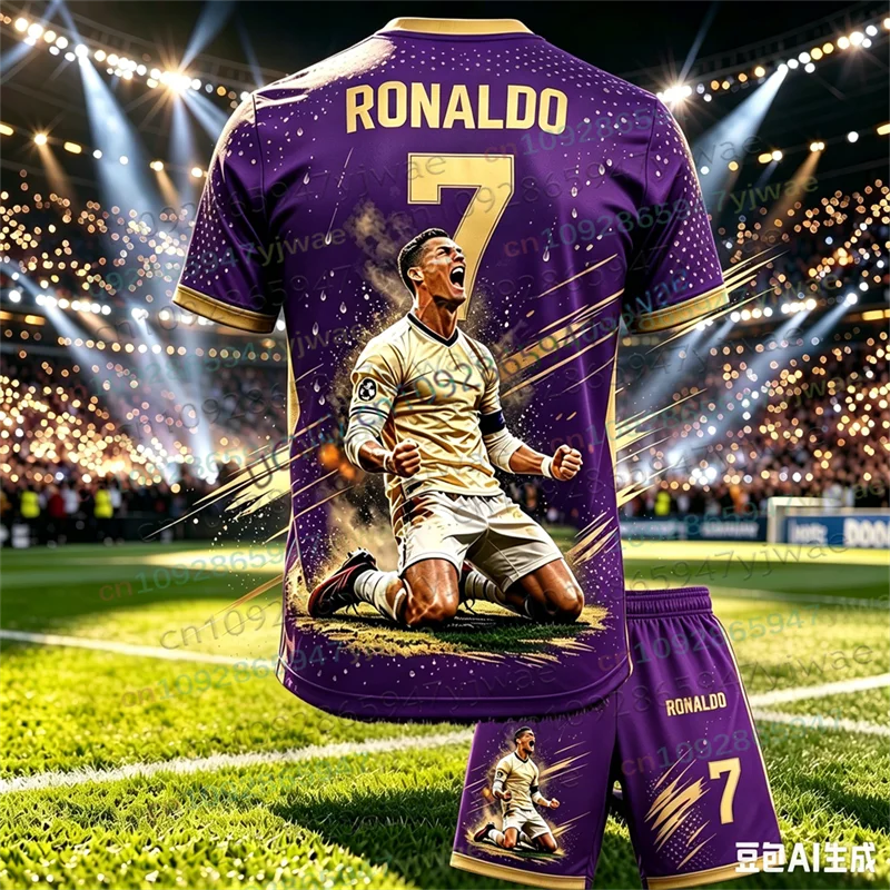 New Special Edition No.7 Fans Football Jersey Tee Shorts Set Women Men Sportwear Summer Casual Kids Tshirt Set 2 Piece Set
