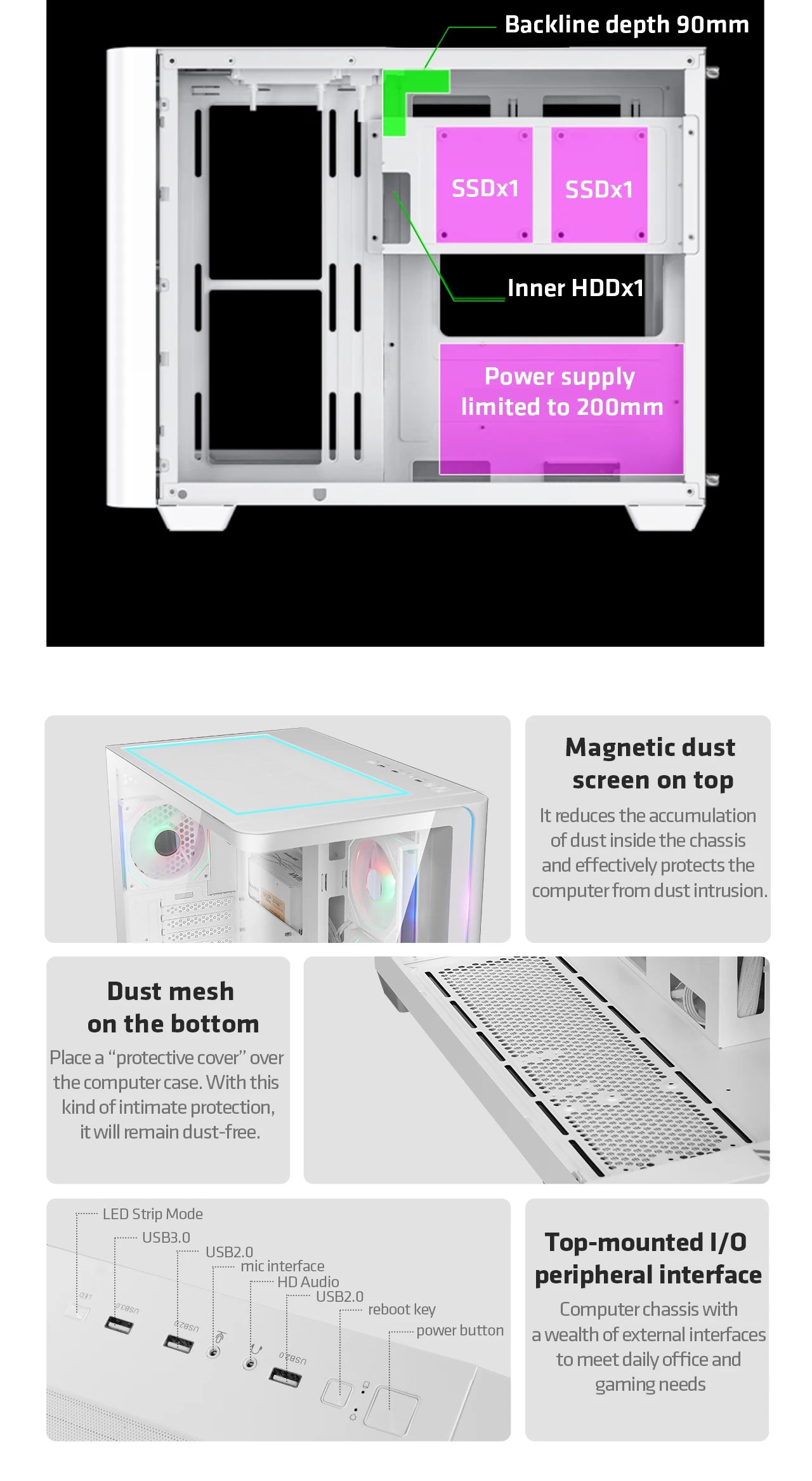Yeah magic BIFROST PC Case argb*3 M-ATX ITX Sea View Room Side Transparent Desktop Chassis Diy pc game DIY pc case