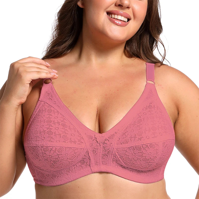 Sexy Lace Lingerie Summer Wireless Bras For Women Comfortable Underwear Breathable Lingerie Plus Size 50DE Cup