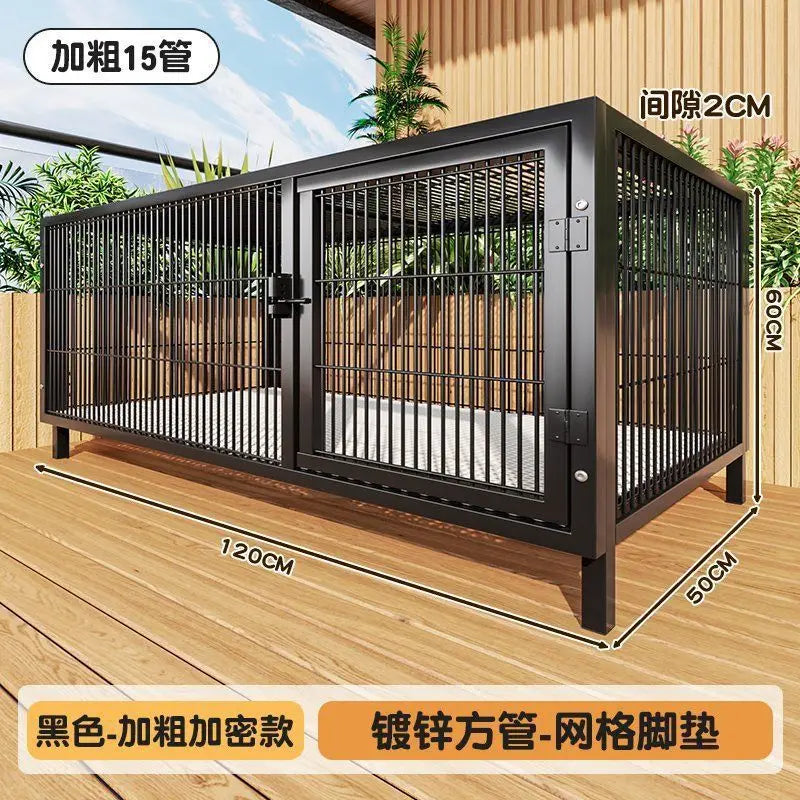 Large Heavy Duty Dog Crate for Large Medium Dogs Indoor Outdoor Portable Foldable Metal Wire Kennel with Tray for Labrador