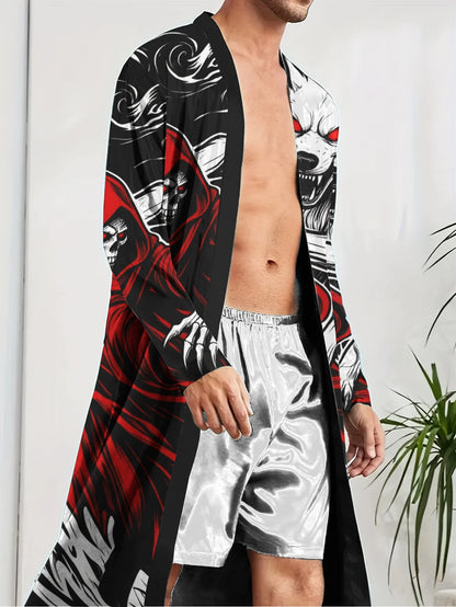 1pc Men's Robes 2026 Spring/Summer Robes Robe Sleepwear 3D Printed Graphic Sleepwear Bathrobe Men Polyester