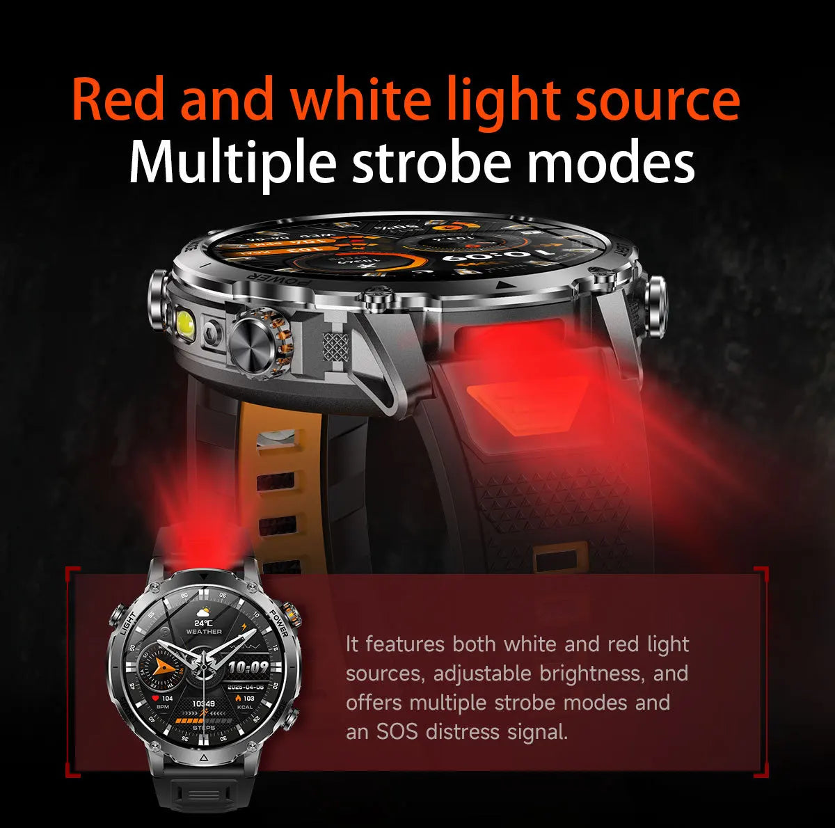 2026 1400mAh Big Battery Smart Watch Men Outdoor GPS Flashlight IP68 Waterproof Bluetooth Call AMOLED Military Sports Smartwatch