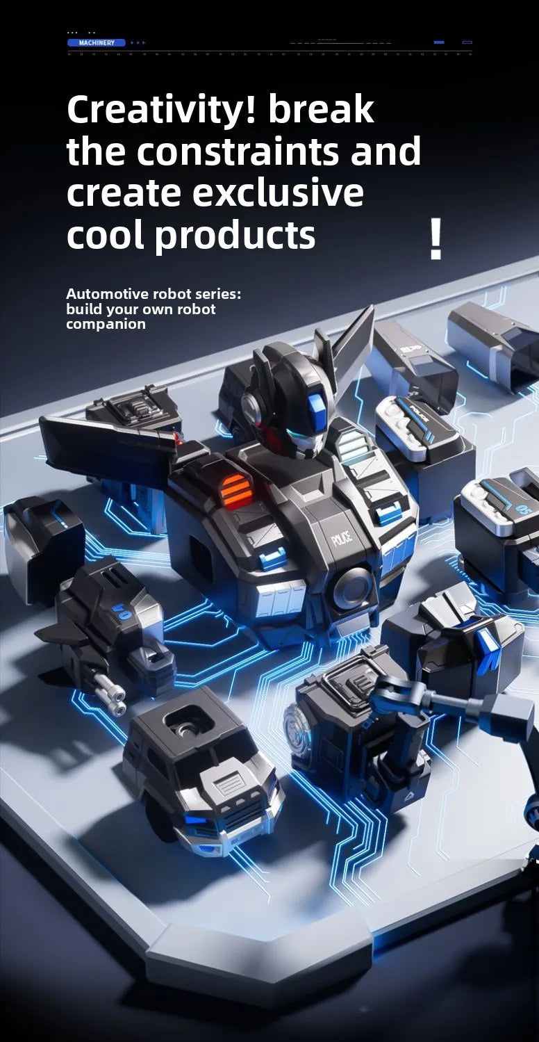 Magnetisk Transformerrobot – Polisbil Förvandlas till Giant Mecha-Robot Lysande Detaljer Pojkar 14+ År Hot Toys 2026