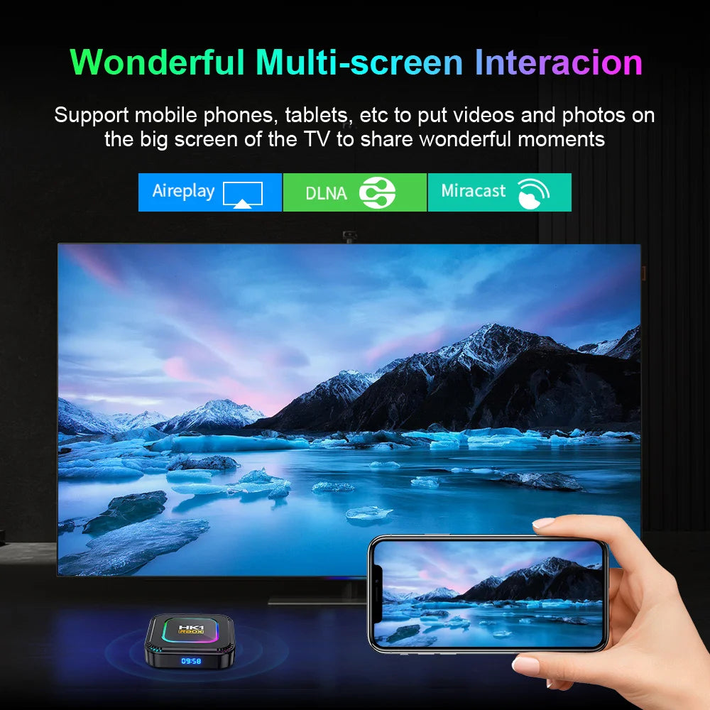 TV Box Android HK1 RBOX K8 Android 13 RGB Light 4GB 128GB RK3528 WiFi6 Dual Wifi6 Youtube Netflix 8K Media Player TV Receive