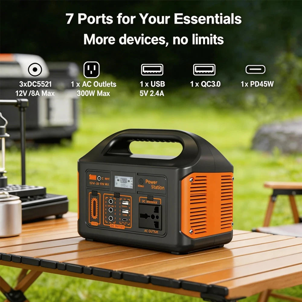Gaiaray Portable Power Station 500W 300W 200W 100W Solar Generator UPS LiFePO4 Battery LED Light Solar Charging Station for Home Outdoor Emergency Power Bank
