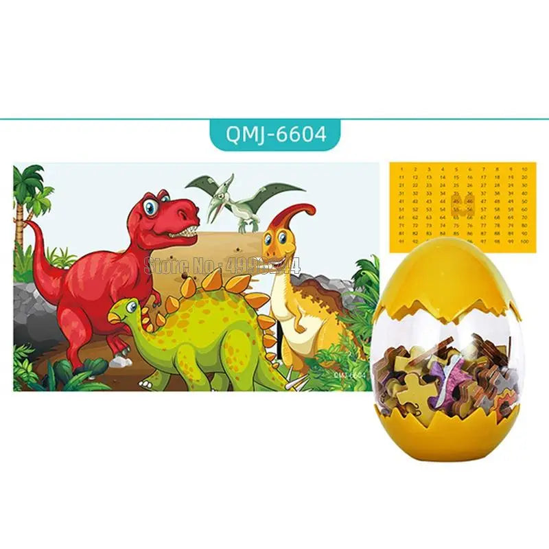Träpussel Dinosaurie 60 Bitar – Äggförpackning 16 Motiv CE-certifierat Pedagogisk Leksak Barn Present 2026