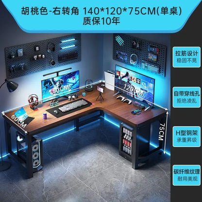 Corner Gaming Table Computer Desk Double Desktop for Home Student Bedroom Small Apartment Space Saving Workstation