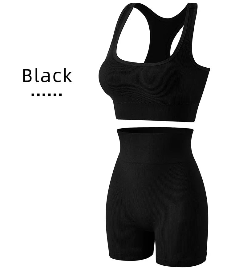 Dam Underkläderset – Sömlös BH & Trosor Crop Top Sport Yoga Fitness, 8 Färger M–XXL