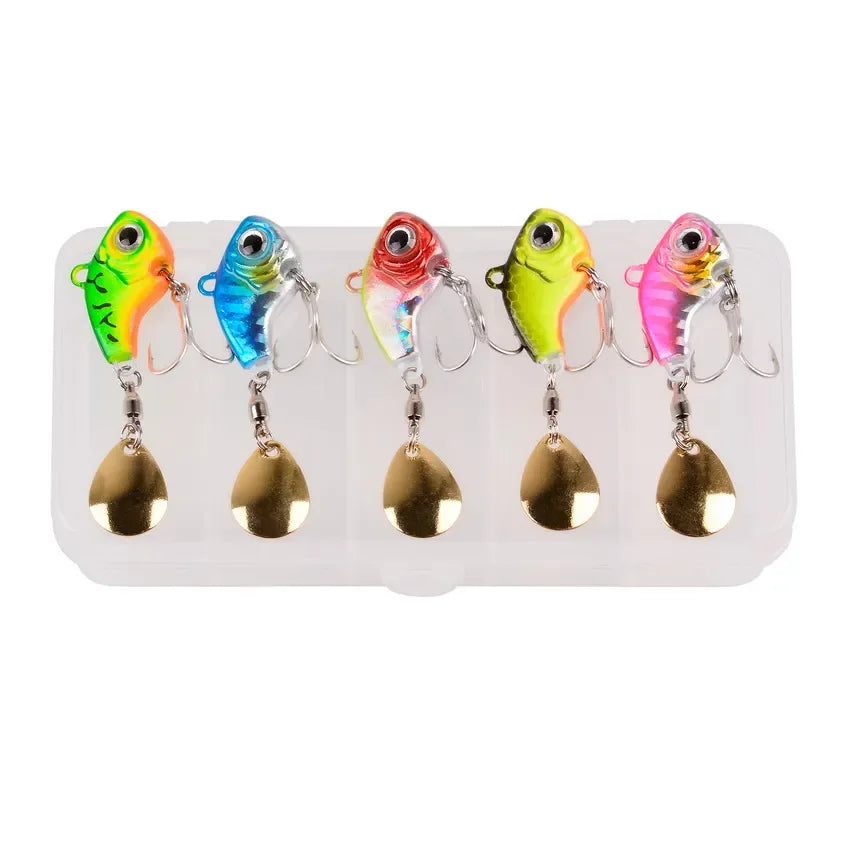 5Pcs/box Rotating Metal VIB Vibration Bait Spinner Spoon Fishing Lures 5g-20g Jigs Trout Winter Fishing Hard Baits Tackle Pesca