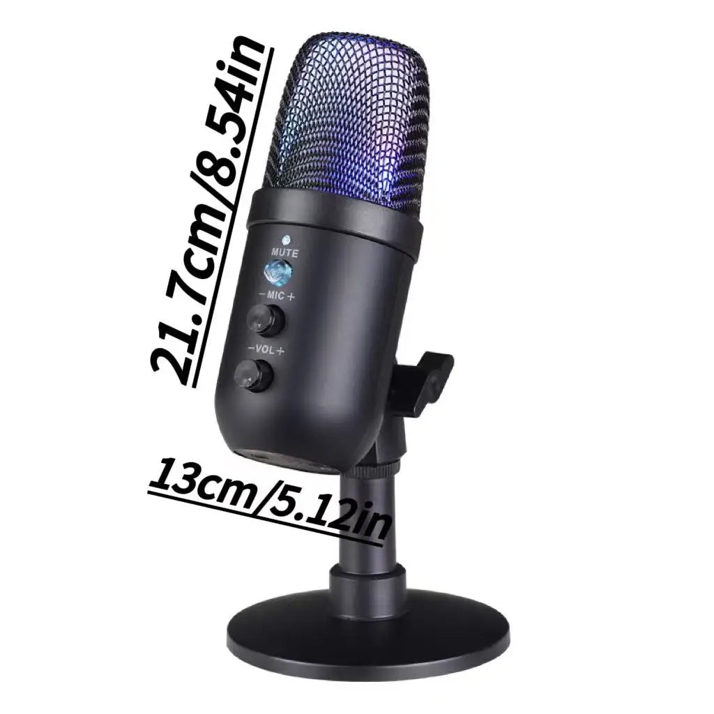 FUHAM MU1000 USB Condenser Microphone RGB Gaming Mic Noise Cancelling One Key Mute for Streaming Recording Conference PC