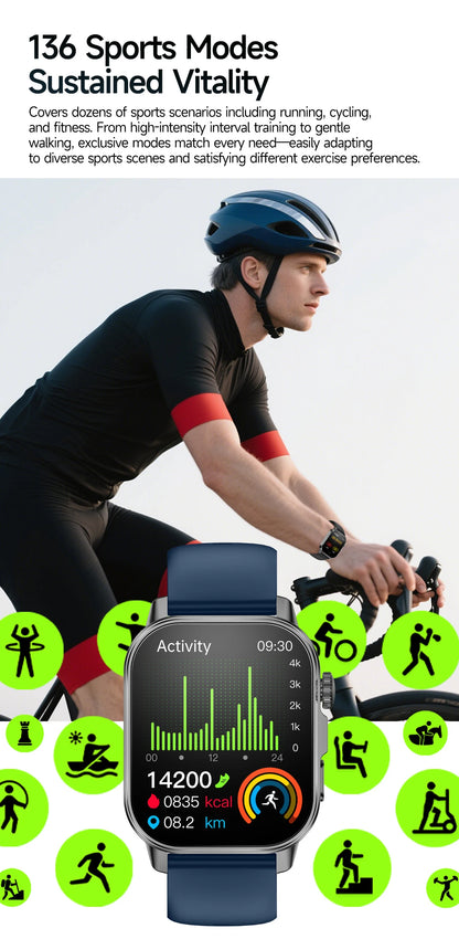 Nursing Grade New ECG+PPG Healthy Diagnose Smart Watch Men Body Analysis Blood Pressure Lipid Uric Acid NFC Health Tracker Watc