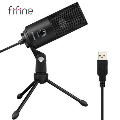 FIFINE USB Condenser Microphone for MAC OS/Windows,Metal Cardioid Laptop Mic for Recording,Voice Overs,Streaming,Meeting-K669B