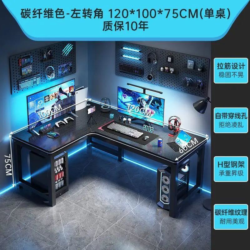 Corner Gaming Table Computer Desk Double Desktop for Home Student Bedroom Small Apartment Space Saving Workstation