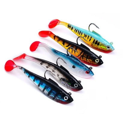 Artificial Soft Bait With Jig Head 4g 10g 25g Jigging Soft Lure Rubber T Tail Fishing Lures Swim Bait For Bass Pike Bass Tackle