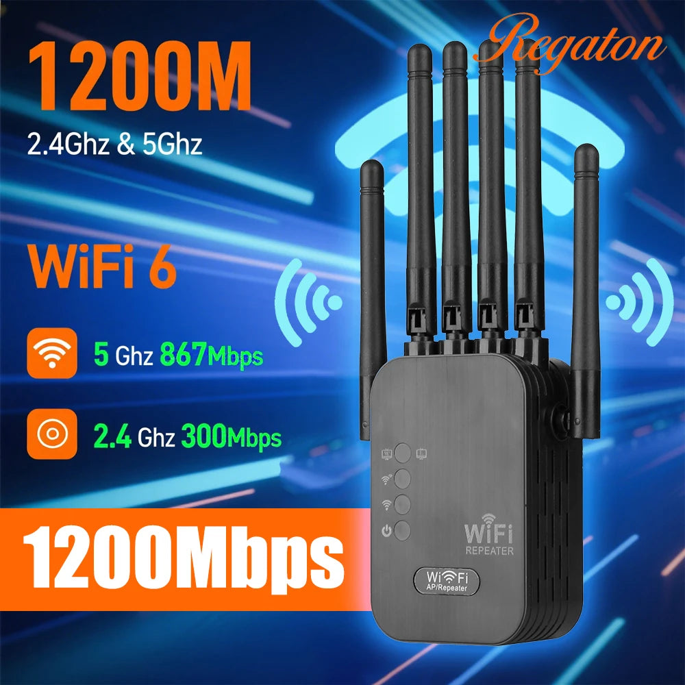Wireless 5G WiFi Repeater 1200Mbps Router Wifi Booster Dual Band Long Range Extender 5Ghz Wi-Fi Signal Amplifier Repeater