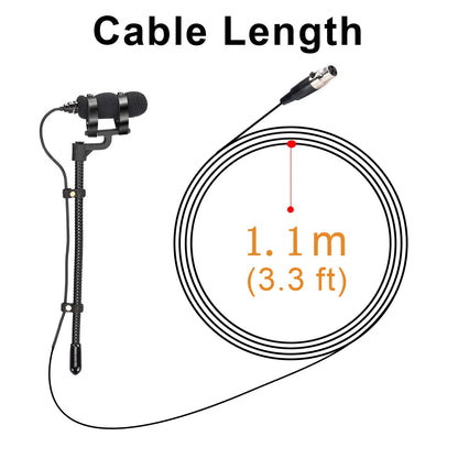 3.5mm 3 Pin 4 PIN Wind Instrument Saxophone Microphone Portable Supercardioid Wired Condenser Mic for Sax Violin Piano IM-22