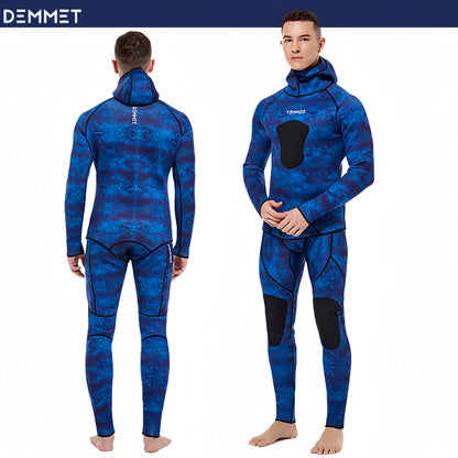 HOT 3mm Camouflage Wetsuit Long Sleeve Fission Neoprene Submersible Diving for Men Keep Warm Tops and Pants 2-pieces Sun Protect