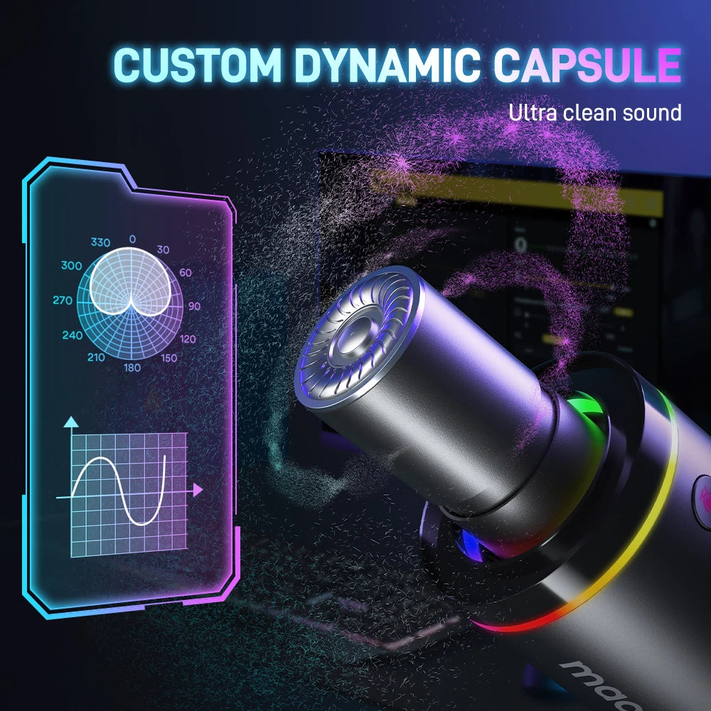 MAONO PD200X XLR/USB Dynamic Microphone for Gaming Recording Streaming Youtube Metal Mic with Software Tap-to-Mute Gain Knob