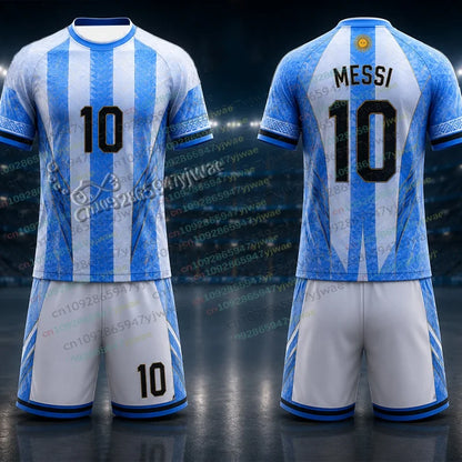 2026 Special Messi 10 Football Jersey Tee Shorts Set Women Men Harajuku Argentina Fans Shirt and Shorts Summer Kids 2 Piece Sets