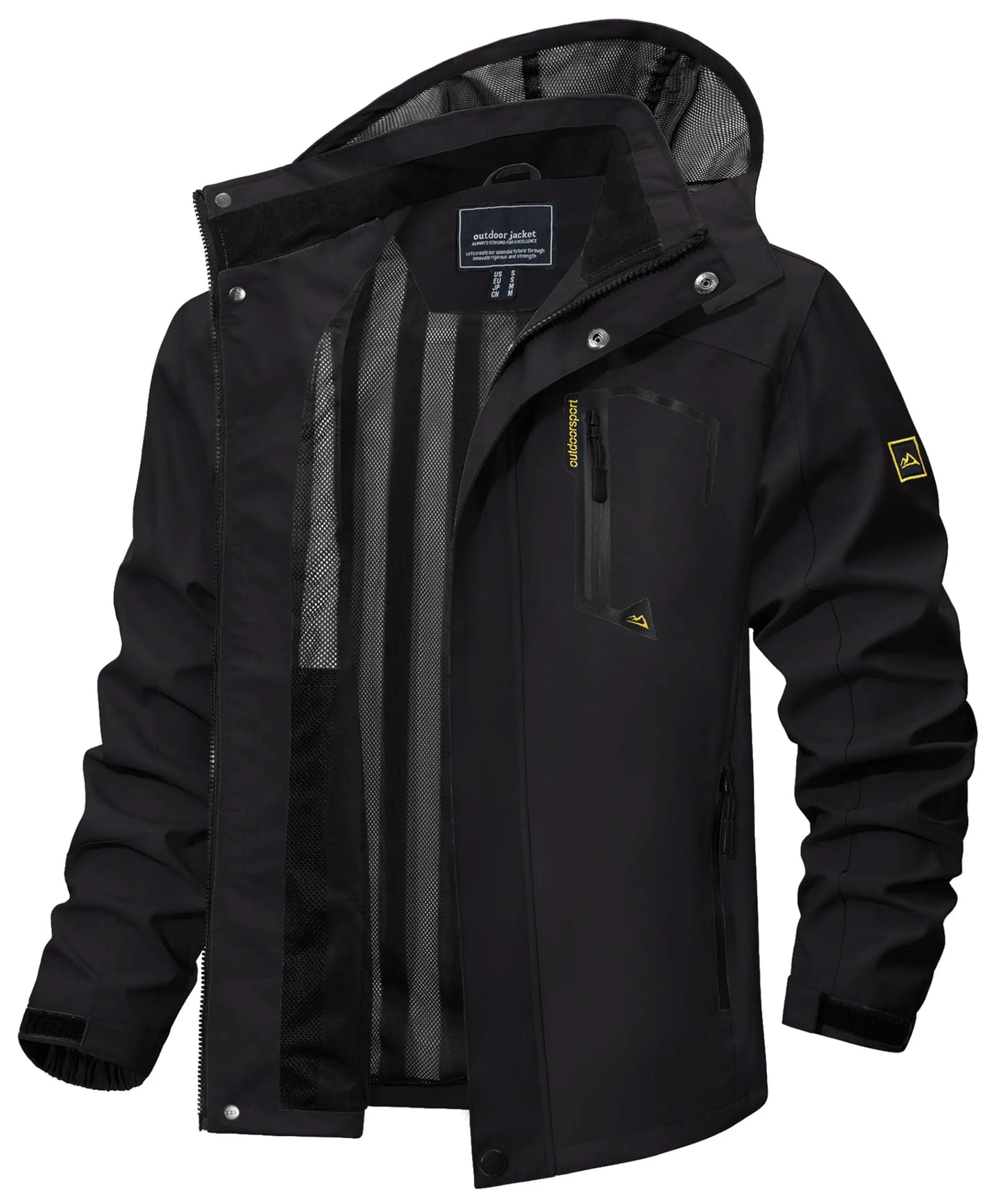 TACVASEN Spring Autumn Lightweight Jackets Mens Mesh Lined Waterproof Rain Jacket Outdoor Fishing Hiking Jacket Male Windbreaker