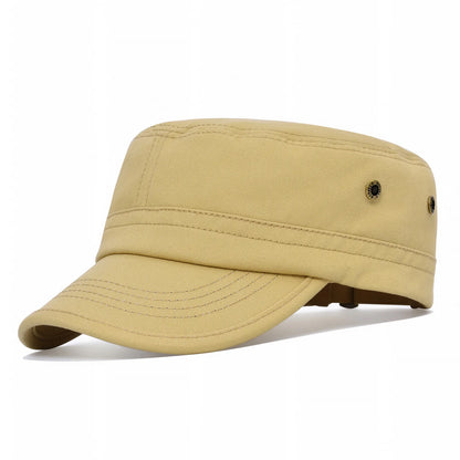 BOTVELA Men Women Cotton Twill Army Cap Adjustable Military Hat Vintage Flat Top Cap