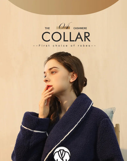 Female Autumn and Winter Warm Long Flannel Thick Couple Bath Bathrobes Men Women Pajamas Shower Robe Bath Towels For Adults