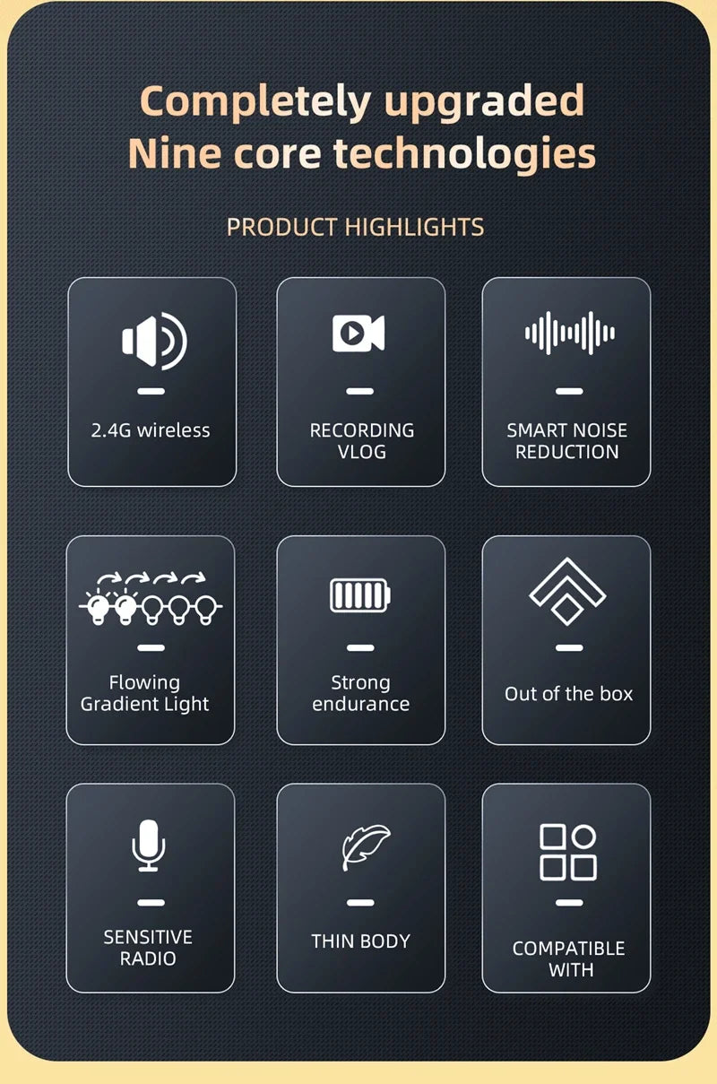 Wireless Mini Lavalier Microphone Live Broadcast Gaming Recording Interview Vlog Professional Microphone for iPhone iPad Android
